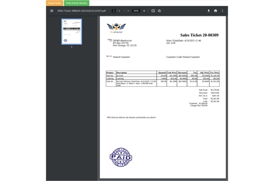 Creating an Invoice in FBO Director, Step 12, Completed Invoice