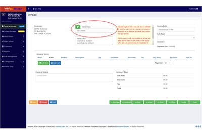 Creating an Invoice in FBO Director, Step 2