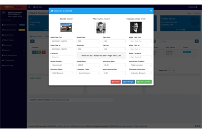 Screen Capture of Checking in a Dispatched Flight in FBO Director